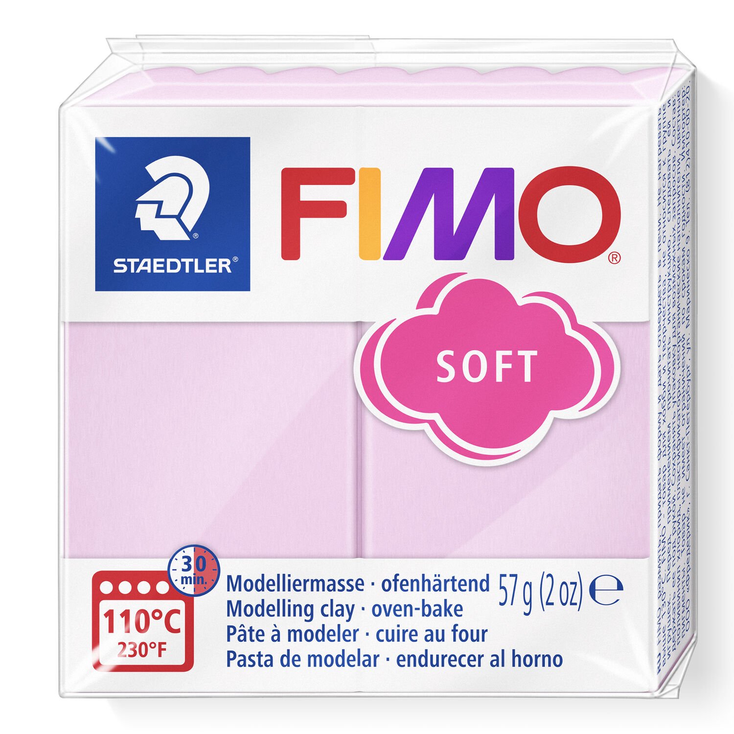 Fimo soft 57g Pastel couleur light pink dans l'emballage Fimo soft 57g Pastel couleur light pink dans l'emballage