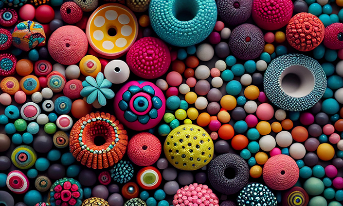 Perle en pate polymère pour fabrication de bijoux