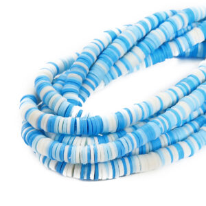 Perles rondelles Heishi couleurs céleste